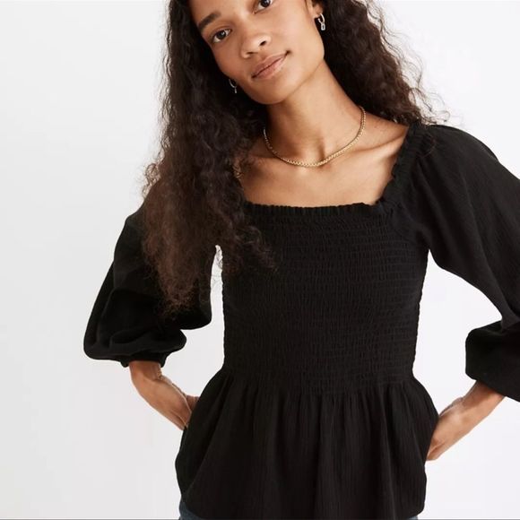 Madewell Tops - NWT Madewell Lucie Smocked Peplum Top